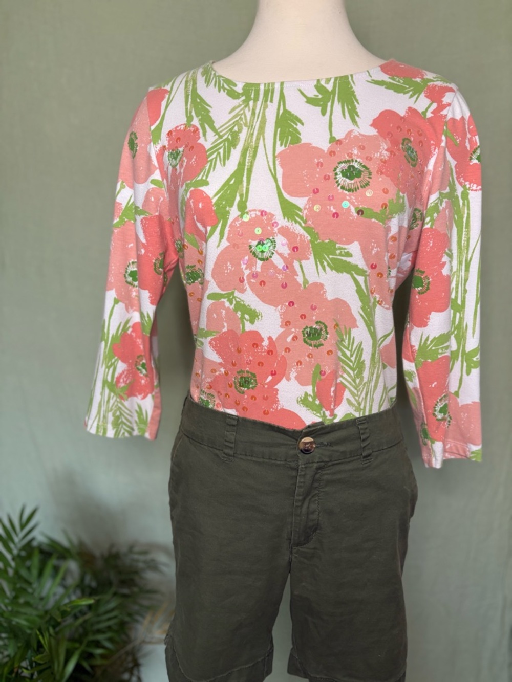 Pink Floral Embellished Top
